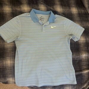 Nike Men's Blue Striped Polo Shirt